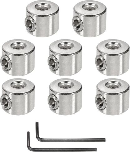 MECCANIXITY Bore 16 mm Shaft Collar 22 mm OD 8 mm Thickness Carbon Steel Landing Gear Stopper Wheel Collar with Set Screw & 2 Hex Wrench for Machine Tools Industry (Silver Tone, Pack of 8) in Saudi Arabia