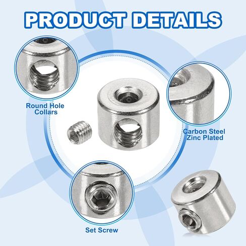 MECCANIXITY Bore 16 mm Shaft Collar 22 mm OD 8 mm Thickness Carbon Steel Landing Gear Stopper Wheel Collar with Set Screw & 2 Hex Wrench for Machine Tools Industry (Silver Tone, Pack of 8) in Saudi Arabia