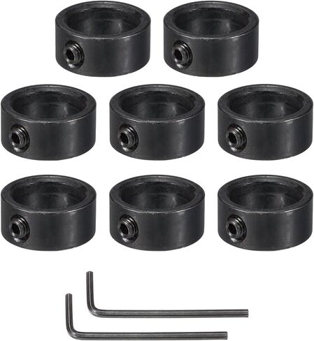 MECCANIXITY Bore 16 mm Shaft Collar 22 mm OD 8 mm Thickness Carbon Steel Landing Gear Stopper Wheel Collar with Set Screw & 2 Hex Wrench for Machine Tools Industry (Black, Pack of 8) in Saudi Arabia