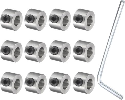 UXCELL 12PCS LECREW-SCREW أطواق 5 ملم يطوق رمح الفولاذ المقاوم للصدأ ، و 10 ملم OD ، وعرض 7 ملم ، والمعدات السدادة مع ترس مع وجع سداسي in Kuwait