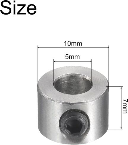 UXCELL 12PCS LECREW-SCREW أطواق 5 ملم يطوق رمح الفولاذ المقاوم للصدأ ، و 10 ملم OD ، وعرض 7 ملم ، والمعدات السدادة مع ترس مع وجع سداسي in Kuwait