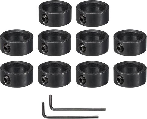 MECCANIXITY Bore 16 mm Shaft Collar 22 mm OD 8 mm Thickness Carbon Steel Landing Gear Stopper Wheel Collar with Set Screw & 2 Hex Wrench for Machine Tools Industry (Black, Pack of 10) in Saudi Arabia