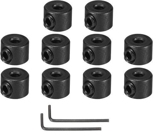 MECCANIXITY Bore 16 mm Shaft Collar 22 mm OD 8 mm Thickness Carbon Steel Landing Gear Stopper Wheel Collar with Set Screw & 2 Hex Wrench for Machine Tools Industry (Black, Pack of 10) in Saudi Arabia