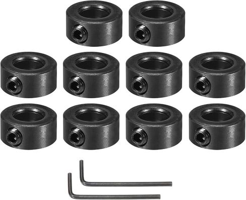 MECCANIXITY Bore 16 mm Shaft Collar 22 mm OD 8 mm Thickness Carbon Steel Landing Gear Stopper Wheel Collar with Set Screw & 2 Hex Wrench for Machine Tools Industry (Black, Pack of 10) in Saudi Arabia