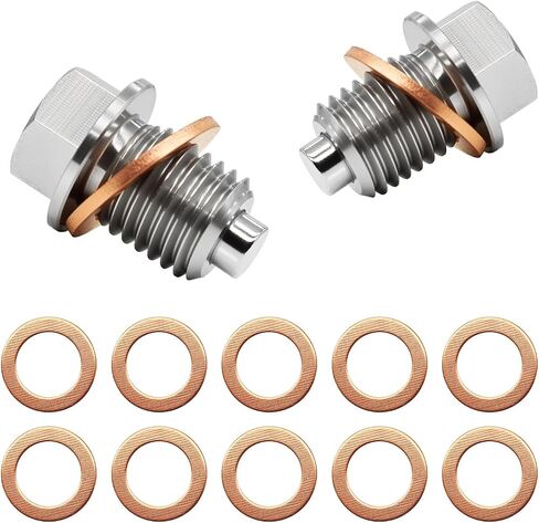 2pcs m14x1.5 قابس تصريف زيت المحرك المغناطيسي ، صرف زيت الصرف من الفولاذ المقاوم للصدأ مع مغناطيس النيوديميوم عالي الحرارة ، وغسالات 8pcs مضادة للتسرب ، لمعظم السيارات والدراجات النارية والقوارب in Kuwait