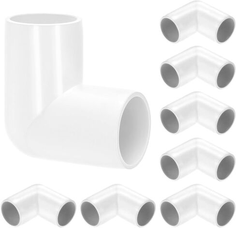 QWORK 90 Degree Elbow PVC Fitting, 1/2" Furniture Grade PVC Fitting, Pack of 8, UV-Resistant & Impact-Proof, White in Saudi Arabia