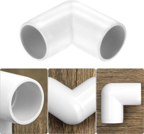 QWORK 90 Degree Elbow PVC Fitting, 1/2" Furniture Grade PVC Fitting, Pack of 8, UV-Resistant & Impact-Proof, White in Saudi Arabia