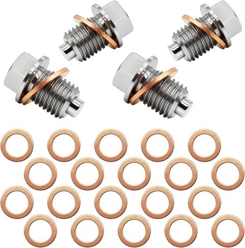 2pcs m14x1.5 قابس تصريف زيت المحرك المغناطيسي ، صرف زيت الصرف من الفولاذ المقاوم للصدأ مع مغناطيس النيوديميوم عالي الحرارة ، وغسالات 8pcs مضادة للتسرب ، لمعظم السيارات والدراجات النارية والقوارب in Kuwait