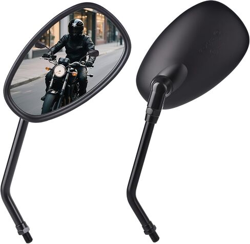 مرايا الدراجات النارية العالمية - M10 مستطيل أسود مقود المرايا الخلفية المتوافقة مع Honda Shadow MSX125 Kawasaki Vulcan Z900 Suzuki SV650 Volusia in Kuwait