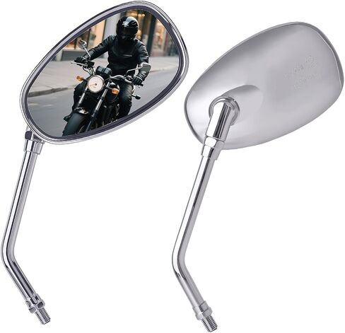 مرايا الدراجات النارية العالمية - M10 مستطيل أسود مقود المرايا الخلفية المتوافقة مع Honda Shadow MSX125 Kawasaki Vulcan Z900 Suzuki SV650 Volusia in Kuwait