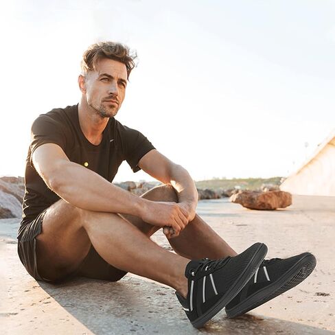 Men's Wide Toe Barefoot Shoes Minimalist Zero Drop Walking Shoes Non Slip Comfortable Outdoor Tennis Shoes Athletic Running Cross-Trainer Sneakers Black 9.5 in Saudi Arabia