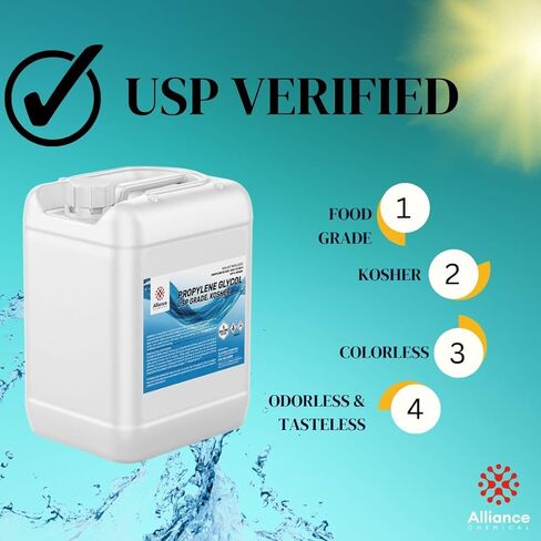 البروبيلين جليكول - درجة USP - درجة الغذاء والمستحضرات الصيدلانية المعتمدة - 5 جالون - مكونة من السكان ، سائل آلة الضباب ، المحاليل المرطب وحلول التجمد - 100 ٪ خالية من الكحول ... in Kuwait