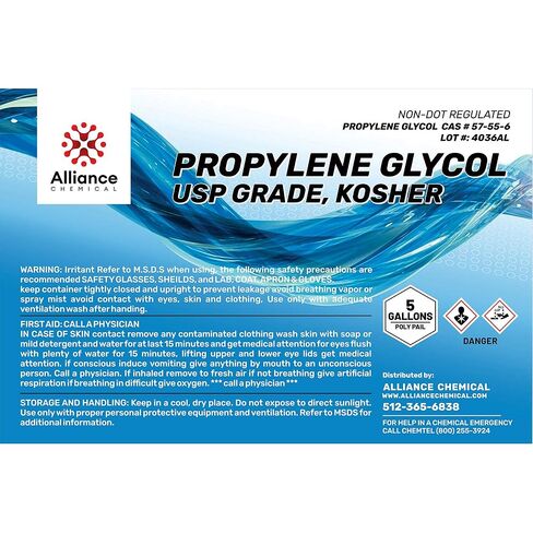 البروبيلين جليكول - درجة USP - درجة الغذاء والمستحضرات الصيدلانية المعتمدة - 5 جالون - مكونة من السكان ، سائل آلة الضباب ، المحاليل المرطب وحلول التجمد - 100 ٪ خالية من الكحول ... in Kuwait