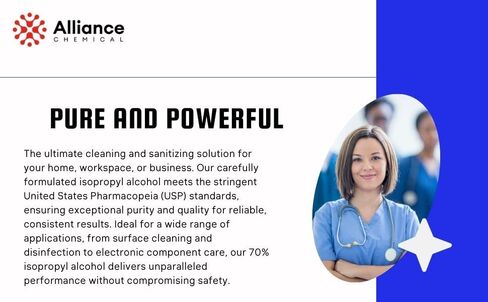 Isopropyl Alcohol (IPA) 70% - USP Medical Grade - Bulk 4 Gallons x 36 Cases - Rubbing Alcohol Solution - Alliance Chemical in Kuwait