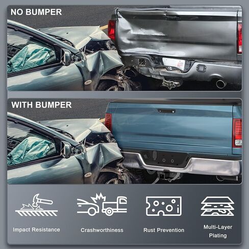 Black Steel Rear Step Bumper Pad splitter bar Compatible with 2009-2010 Dodge Ram 1500 pickup / 2010-2018 Ram 1500/19-23 Ram 1500 Classic W/Dual Exhaust Holes,no Sensor Hole,CH1103123 in Saudi Arabia