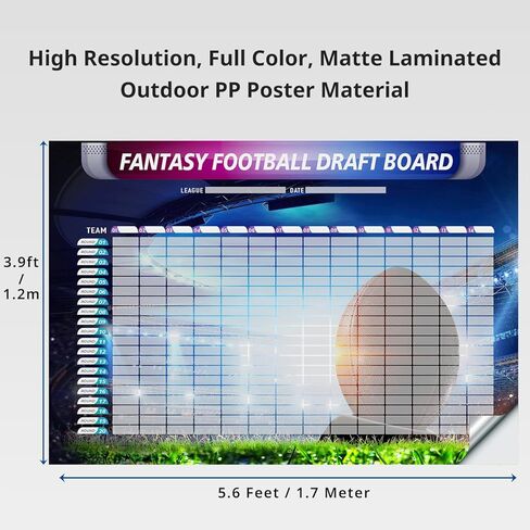 طقم لوحات كرة القدم الخيالي - 2025 ، 6 أقدام × 4 أقدام ، كبيرة ، 14 فريق 20 جولة ، 500+ ملصقات الملصقات ، الفينيل ، XL in Kuwait