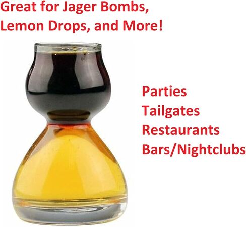 Double Bubble Layered PLASTIC Shot Glass – Clear Chaser Shot Glass Jigger for Smooth Tasty Shots – Fun Unique Split Shot Glasses Barware (Set of 4) in Saudi Arabia