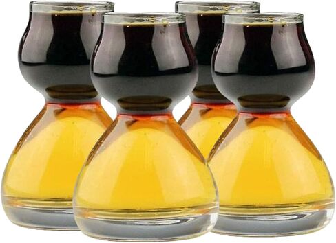 Double Bubble Layered PLASTIC Shot Glass – Clear Chaser Shot Glass Jigger for Smooth Tasty Shots – Fun Unique Split Shot Glasses Barware (Set of 4) in Saudi Arabia