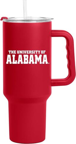 Logo Brands NCAA 40 oz Tumbler with Handle -Stainless Steel Insulated Travel Tumbler with Straw Lid – Powder Coated, Leak-Resistant, Keeps Drinks Hot/Cold – Perfect for Tailgating, or Everyday Use in Saudi Arabia