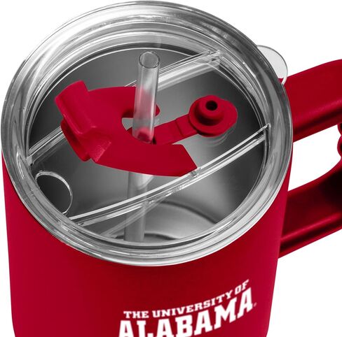 Logo Brands NCAA 40 oz Tumbler with Handle -Stainless Steel Insulated Travel Tumbler with Straw Lid – Powder Coated, Leak-Resistant, Keeps Drinks Hot/Cold – Perfect for Tailgating, or Everyday Use in Saudi Arabia