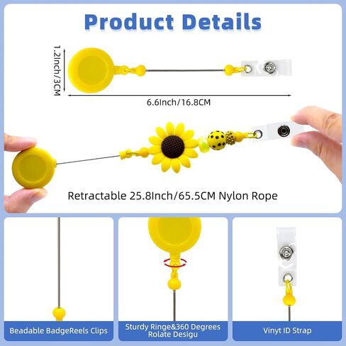 50pcs Beadable Badge Reels Making Kits - Beaded Blank Bars Bulk - Retractable Badge Reel with Belt Clip for ID Name DIY Gift Beadable Items for Nurses, Teachers, Students, Office, Workers (Colorful) in Saudi Arabia