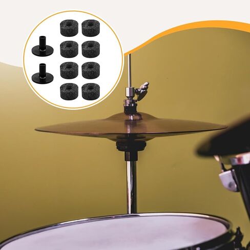 Generic 10x Cymbal Accessory Cymbals Stand Felt Pads Lightweight Drum Cymbal Stand Sleeves for Concert Musician Show Live Practice, Black in Kuwait