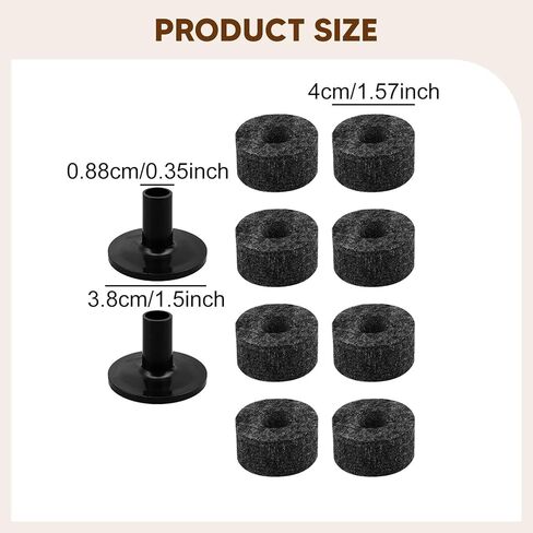 Generic 10x Cymbal Accessory Cymbals Stand Felt Pads Lightweight Drum Cymbal Stand Sleeves for Concert Musician Show Live Practice, Black in Kuwait