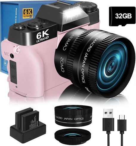 4K 56MP Digital Camera for Photography NIKICAM Vlogging Camera for YouTube with 180° Flip Screen, WiFi,16X Digital Zoom, 52mm Lens, 2 Batteries, 32GB Micro SD Card(Black) in Saudi Arabia