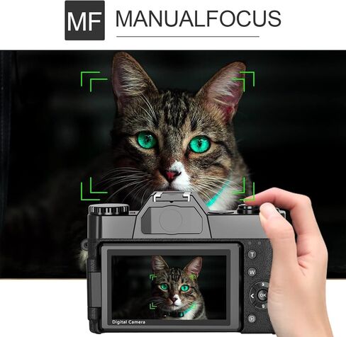 كاميرا رقمية 4K 56 ميجابكسل للتصوير الفوتوغرافي Nikicam vlogging Camera لـ YouTube مع شاشة Flip 180 درجة ، واي فاي ، تكبير رقمي 16x ، عدسة 52 مم ، بطاريتين ، بطاقة Micro SD 32 جيجابايت (أسود) in Kuwait