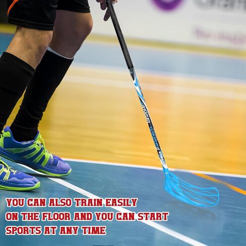 Leyndo 6 Pcs Floorball Sticks Round Alloy Shaft Floorball Hockey Stick, Red and Blue in Saudi Arabia