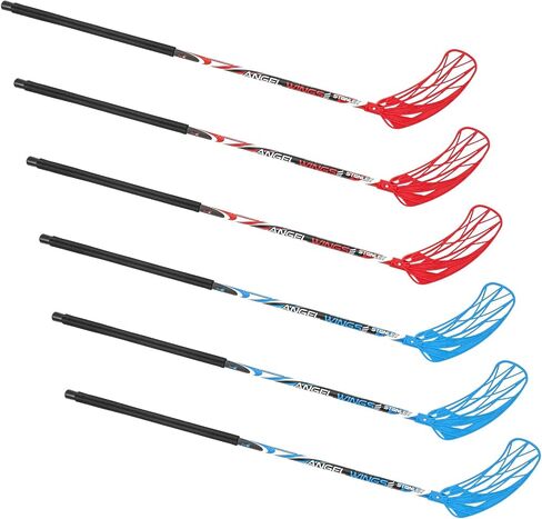 Leyndo 6 Pcs Floorball Sticks Round Alloy Shaft Floorball Hockey Stick, Red and Blue in Saudi Arabia
