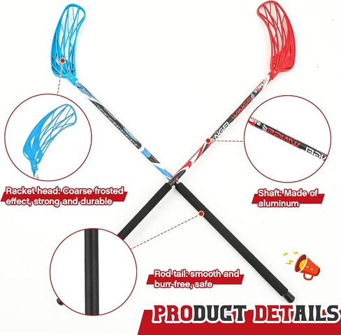 Leyndo 6 Pcs Floorball Sticks Round Alloy Shaft Floorball Hockey Stick, Red and Blue in Saudi Arabia
