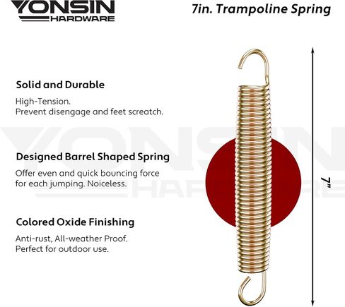 Trampoline Springs Heavy Duty with Swivel & Straight Hooks, Stainless Steel Trampoline Accessories Ideal Spring Replacement, Includes T-Hook Tool in Saudi Arabia
