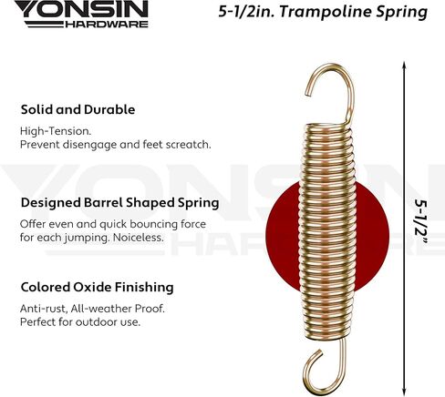 Trampoline Springs Heavy Duty with Swivel & Straight Hooks, Stainless Steel Trampoline Accessories Ideal Spring Replacement, Includes T-Hook Tool in Kuwait