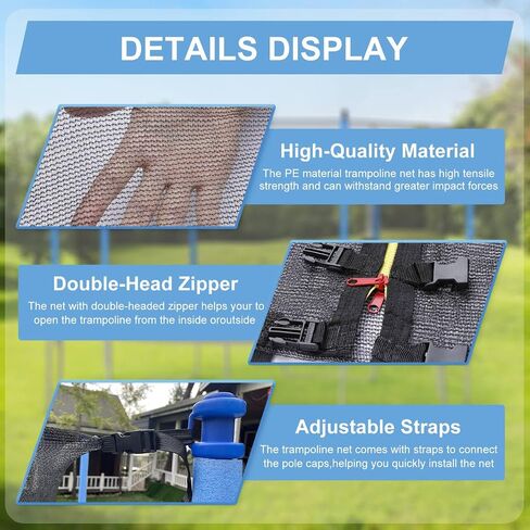 Trampoline Safety Net 6FT 8FT 10FT 12FT 14FT 15FT 16FT Round Trampoline Replacement Net for 6/8/12 Straight Poles UV-Resistant Kides Jumping Safety Enclosures Neting in Saudi Arabia