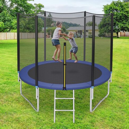 GYMAX Trampoline, 8FT 10FT 12FT 14FT 15FT 16FT Recreational Trampolines w/Safety Enclosure Net & Ladder - ASTM Certificated, Outdoor Trampoline for Kids and Adults in Saudi Arabia