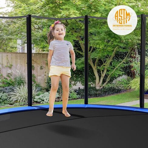 GYMAX Trampoline, 8FT 10FT 12FT 14FT 15FT 16FT Recreational Trampolines w/Safety Enclosure Net & Ladder - ASTM Certificated, Outdoor Trampoline for Kids and Adults in Saudi Arabia