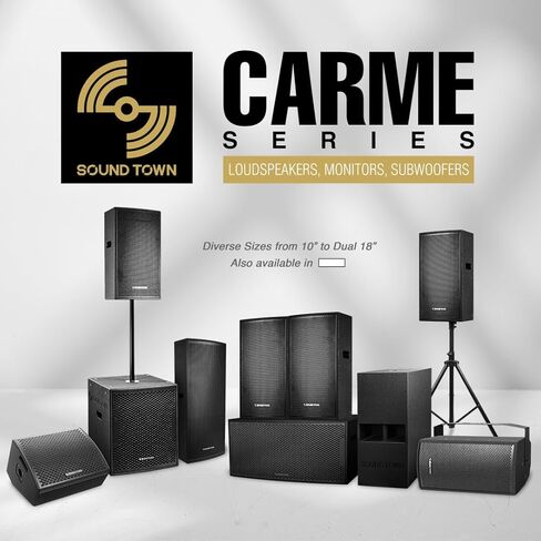 Sound Town Carme Series مزدوج 8 بوصات من مكبرات الصوت المهنية السلبية ، الأسود مع سائق الضغط ، خشب البتولا ، شريحة U للتركيب ، الصوت المباشر ، الكاريوكي ، البار ، الكنيسة (Carme-U208b) in Kuwait