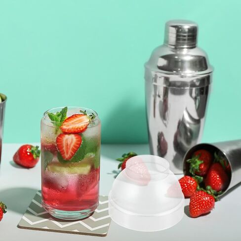 Amosfun 40pcs Splash Shaker Cup Lids Covers for Juice Tea Shaker سهلة التنظيف وقابلة لإعادة الاستخدام لمخازن المشروبات واستخدام المنزل in Saudi Arabia