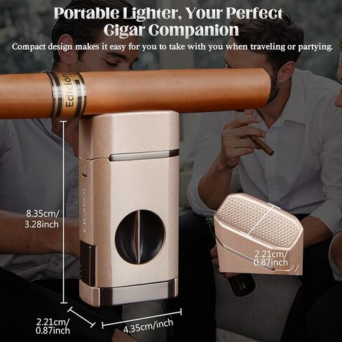 قابلة لإعادة ملء Cigarol 3-in-1 Lighter Lighter-Blue Jet Flame مع قاطع مدمج وحامل سيجار ، وجسم مقاوم للرياح ، ومجموعة هدايا مضغوطة ومتينة وممتازة لمحبي السيجار in Kuwait