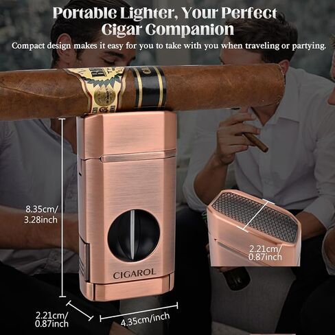 قابلة لإعادة ملء Cigarol 3-in-1 Lighter Lighter-Blue Jet Flame مع قاطع مدمج وحامل سيجار ، وجسم مقاوم للرياح ، ومجموعة هدايا مضغوطة ومتينة وممتازة لمحبي السيجار in Kuwait
