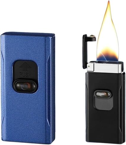 Windproof Ultra-Thin Metal Soft Flame Lighter, Rechargeable Butane Gas Lighter, Intelligent Gravity Induction Ignition Portable Adjustable(Black) in Saudi Arabia