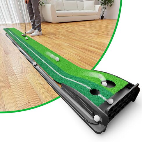 Golf Putting Green Indoor Putting Mat Golf Practice Green for Indoor Training Matt Set with Auto Ball Return, Men's Gifts Accessories for Golfers, Home Office Backyard Use, with 3 Balls in Saudi Arabia