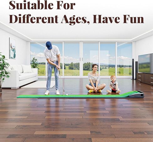 Golf Putting Green Indoor Putting Mat Golf Practice Green for Indoor Training Matt Set with Auto Ball Return, Men's Gifts Accessories for Golfers, Home Office Backyard Use, with 3 Balls in Saudi Arabia
