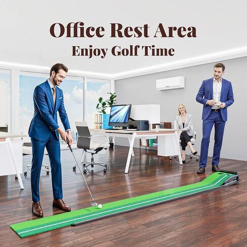 Golf Putting Green Indoor Putting Mat Golf Practice Green for Indoor Training Matt Set with Auto Ball Return, Men's Gifts Accessories for Golfers, Home Office Backyard Use, with 3 Balls in Saudi Arabia