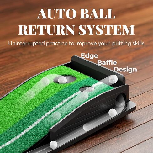 Golf Putting Green Indoor Putting Mat Golf Practice Green for Indoor Training Matt Set with Auto Ball Return, Men's Gifts Accessories for Golfers, Home Office Backyard Use, with 3 Balls in Saudi Arabia