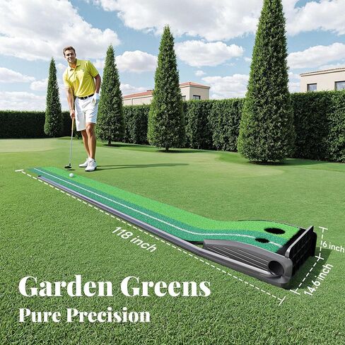 Golf Putting Green Indoor Putting Mat Golf Practice Green for Indoor Training Matt Set with Auto Ball Return, Men's Gifts Accessories for Golfers, Home Office Backyard Use, with 3 Balls in Saudi Arabia