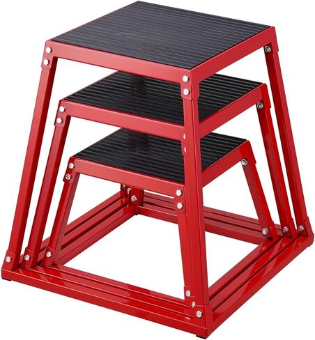 Plyometric Jump Box 3 Pcs Set, 12/18/24 Inch Fitness Exercise Platform, Steel Anti-Slip Step Up Box Jumping Agility Box for Home Gym Strength Training Workout in Kuwait
