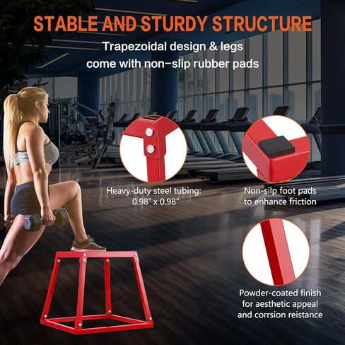 Plyometric Jump Box 3 Pcs Set, 12/18/24 Inch Fitness Exercise Platform, Steel Anti-Slip Step Up Box Jumping Agility Box for Home Gym Strength Training Workout in Kuwait