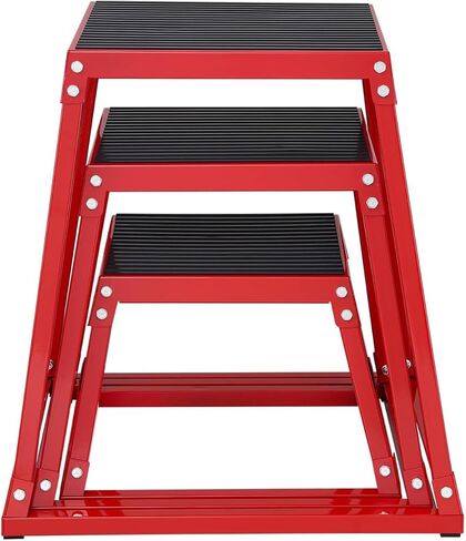 Plyometric Jump Box 3 Pcs Set, 12/18/24 Inch Fitness Exercise Platform, Steel Anti-Slip Step Up Box Jumping Agility Box for Home Gym Strength Training Workout in Kuwait